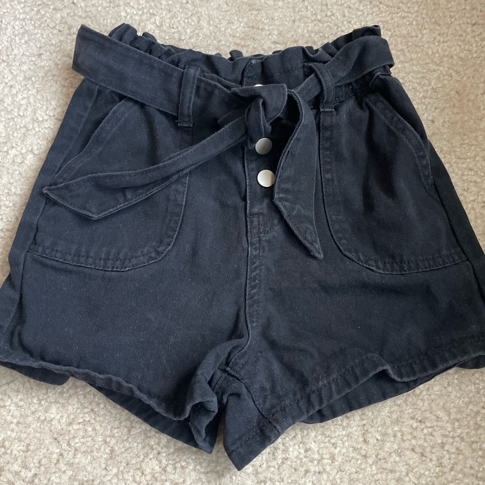 Chelsea & Violet High Waist Black Denim Shorts